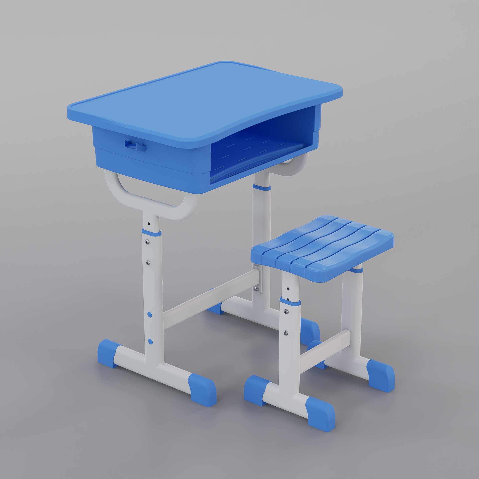 节省空间钢塑升降课桌凳